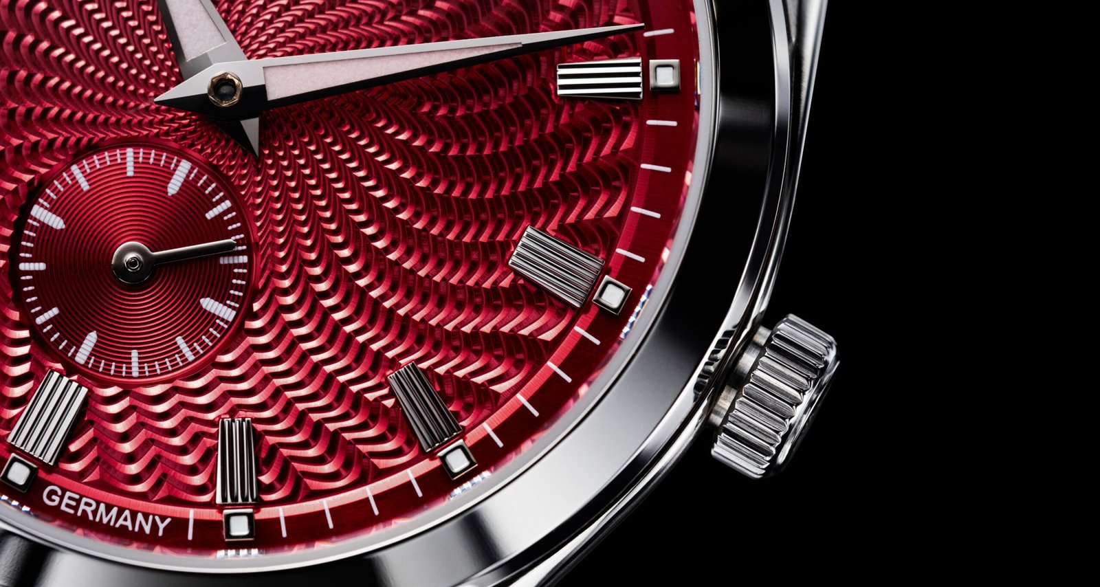 HEINRICH Radiance Guilloche burgundy Dial Close-up - Courtesy of HEINRICH