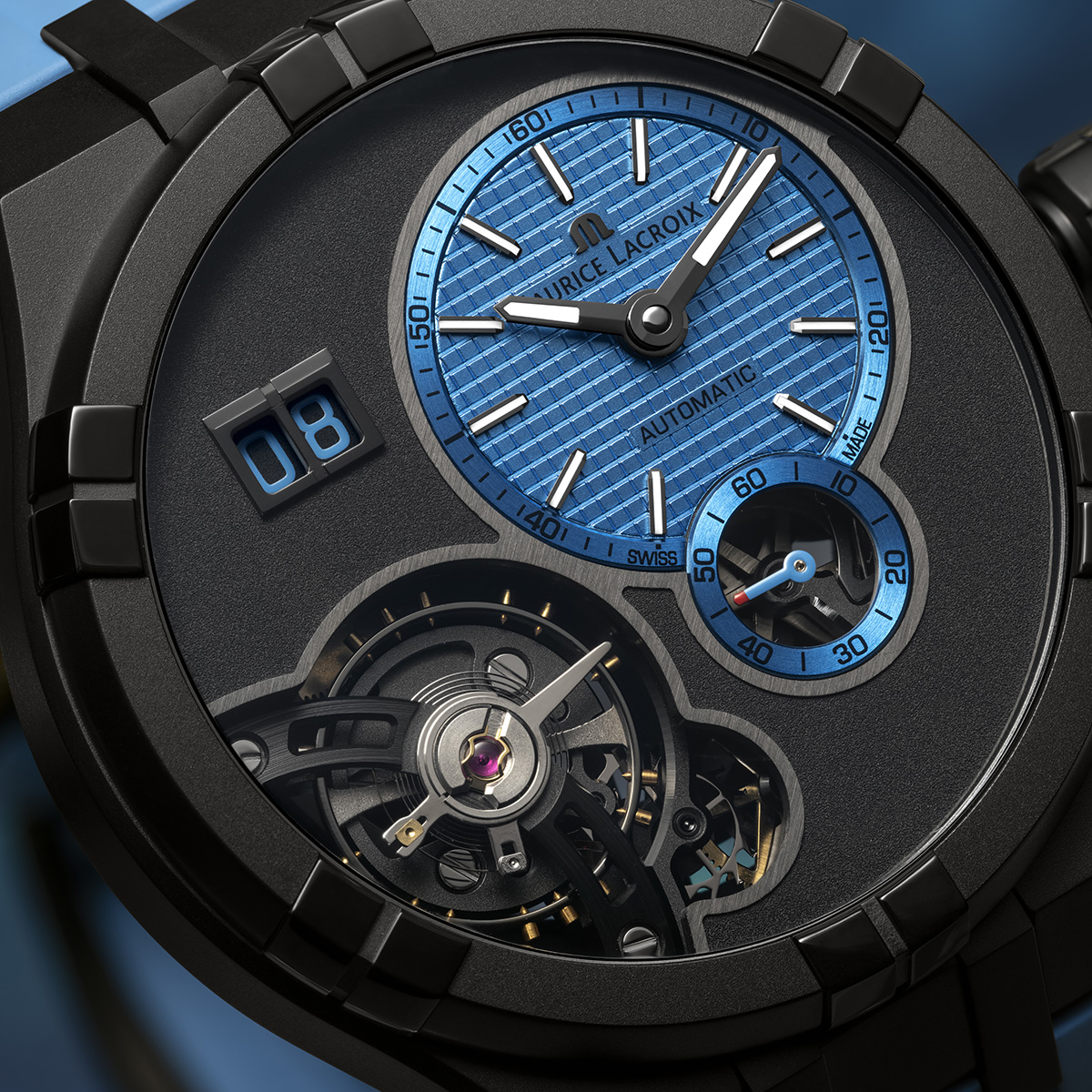 Maurice Lacroix AIKON MASTER GRAND DATE Dial Blue - Courtesy of Maurice Lacroix