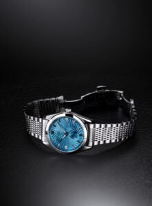HEINRICH Radiance Guilloche turquoise blue Bracelet - Courtesy of HEINRICH