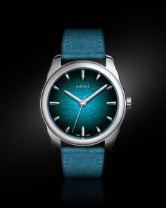 AWAKE Son Mai Silver Leaf Atlantis Blue Dial Front - Courtesy of AWAKE