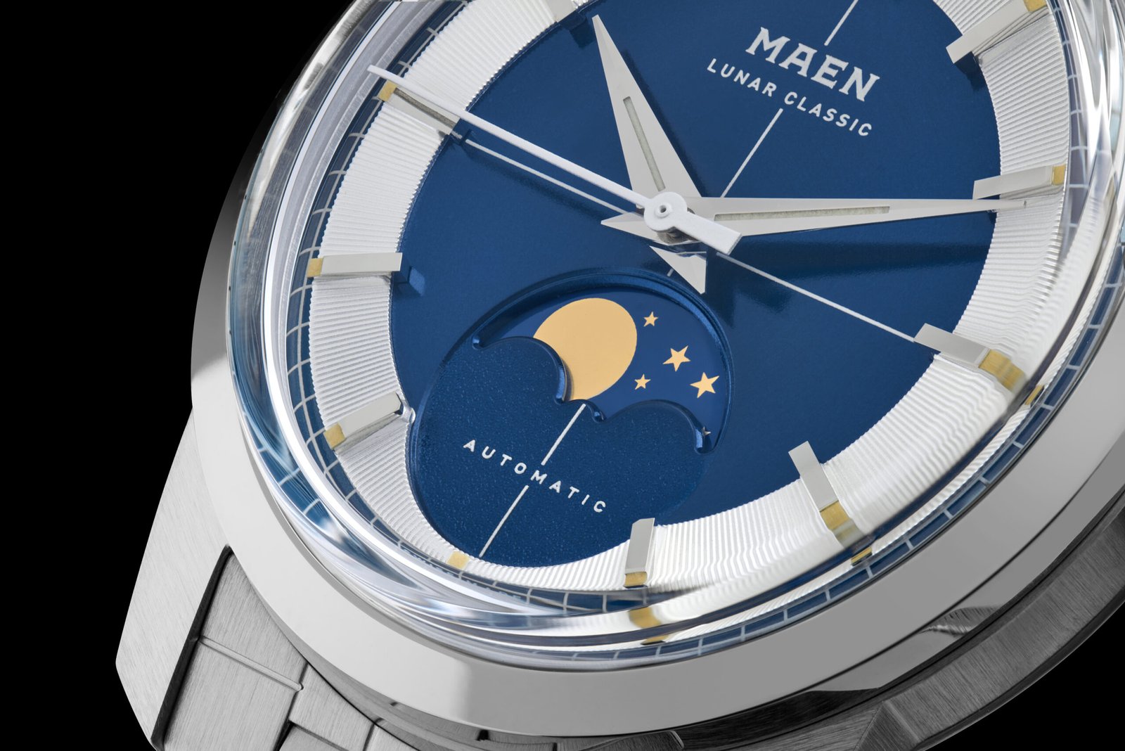 MAEN Lunar Classic 36 Midnight Blue Dial Closeup - Courtesy of MAEN