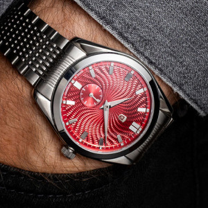 Burgundy dial watch