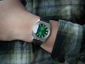 Vario Futurist Sunburst Green Fume Wristshot – Courtesy of Vario