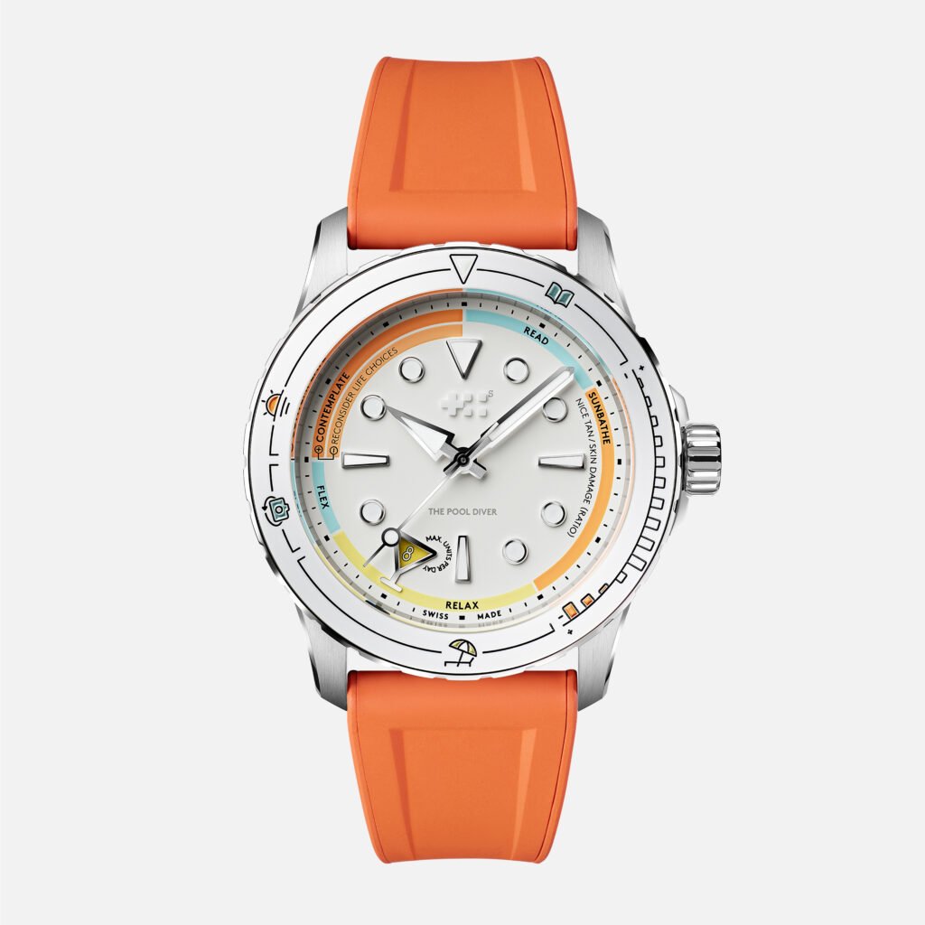 Christopher Ward C60 Pool Diver Orange Aquaflex Rubber Bracelet - Courtesy of Christopher Ward