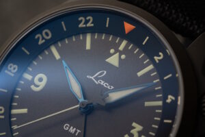 Laco Frankfurt 40 GMT Bezel Closeup - Courtesy of Laco